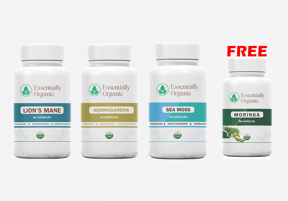 Lion's Mane 60, Ashwaghandha 60, Sea Moss 60 + Free Moringa 30