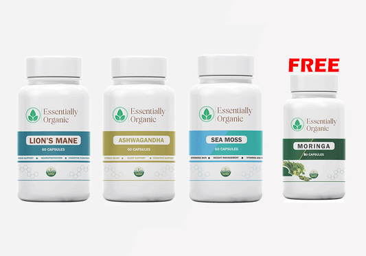 Lion's Mane 60, Ashwaghandha 60, Sea Moss 60 + Free Moringa 30